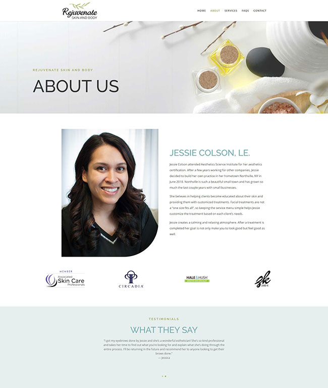 Spa Web Design - About Page